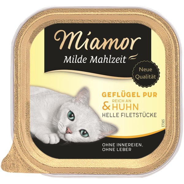 Miamor Schale Milde Mahlzeit Geflügel & Huhn 16 x 100g Katzennassfutter