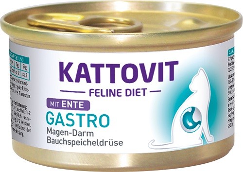 Kattovit Gastro Dose Ente 12 x 85g Katzenfutter bei Verdauungsproblemen