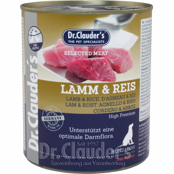 Dr. Clauders Dog Dose Selected Meat Lamm & Reis 6 x 800g Hundefutter nass