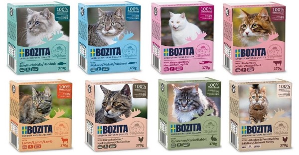 48x 370g Bozita Katzenfutter in Gelee oder Sauce - freie Auswahl aus 5 Sorten