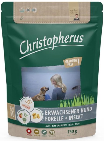 Christopherus Forelle + Insekt 750g Hundefutter getreidefrei