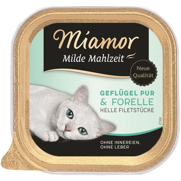 Miamor Schale Milde Mahlzeit Geflügel & Forelle 16 x 100g Katzennassfutter