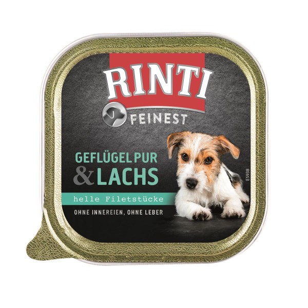 Rinti Schale Feinest Geflügel Pur & Lachs 11 x 150g Hundenassfutter