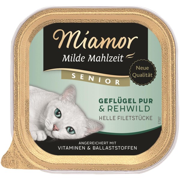 Miamor Schale Milde Mahlzeit Senior Geflügel & Rehwild 16x100g Katzennassfutter