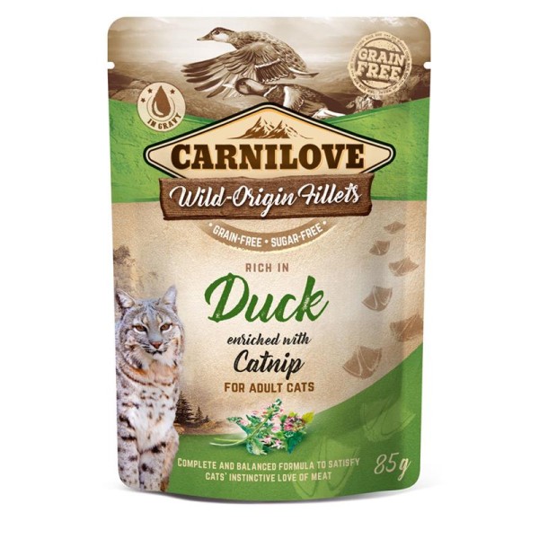 Carnilove Cat Pouch - Duck with Catnip 24 x 85g getreidefreies Katzenfutter