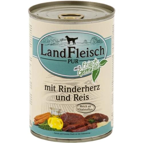 Landfleisch Dog Pur Rinderherzen & Reis 12 x 400g
