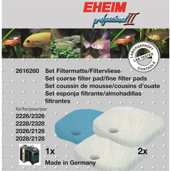 EHEIM Set 1 x Filtermatte & 2 x Filtervlies für 2026-2128 professionel II & 2226-2328 für Aquariumfi