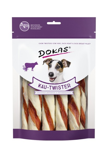 Dokas Dog Snack Kau-Twister Rinderhaut & Ente 9x 200g Hundesnack