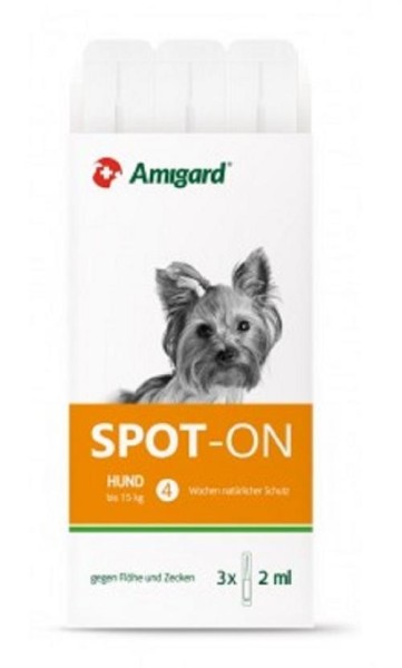 Amigard Spot-on Hund 3 x 2 ml für Hunde bis 15 kg Schutz gegen Flöhe und Zecken