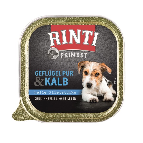 Rinti Schale Feinest Geflügel Pur & Kalb 11 x 150g Hundenassfutter