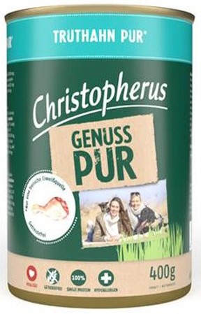 Christopherus Hund Dose - Truthahn Pur 6 x 400g Hundefutter getreidefrei für sensible Hunde