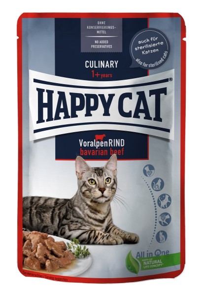 Happy Cat Pouchbeutel Culinary Voralpen Rind 24 x 85g Katzenfutter