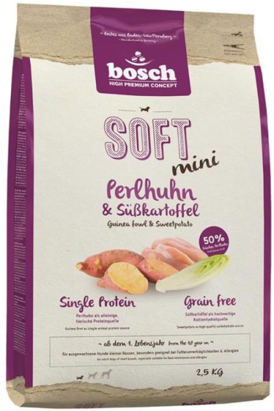 Bosch HPC Soft Mini Perlhuhn & Kartoffel 2,5 kg getreidefrei für kleine Rassen