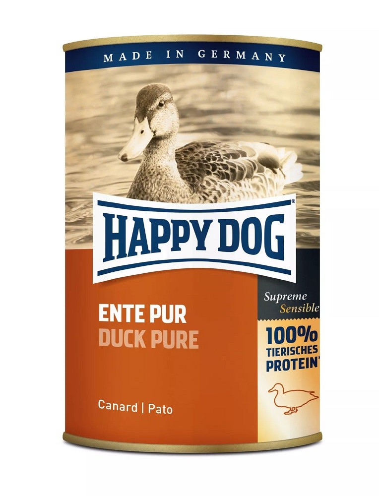 12 x 400g Dose Happy Dog Ente Pur getreidefrei 100% tierisches Protein
