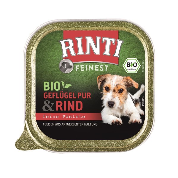 Rinti Schale Feinest Bio Geflügel & Rind 11 x 150g Hundenassfutter