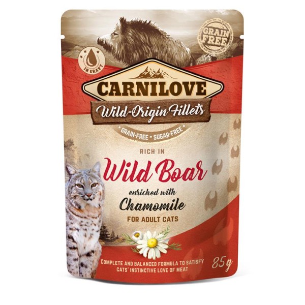 Carnilove Cat Pouch - Wild Boar with Chamomile 24 x 85g getreidefreies Katzenfutter