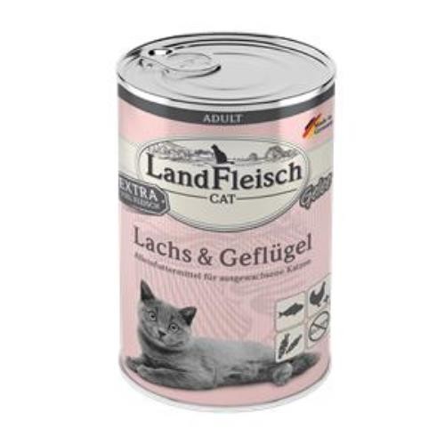 LandFleisch Cat Adult Gelee mit Lachs & Geflügel 6 x 400g