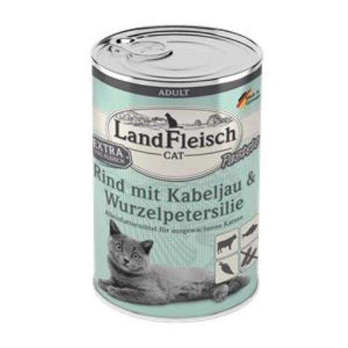 LandFleisch Cat Adult Pastete Rind, Kabeljau, Wurzelpetersilie 6 x 400g