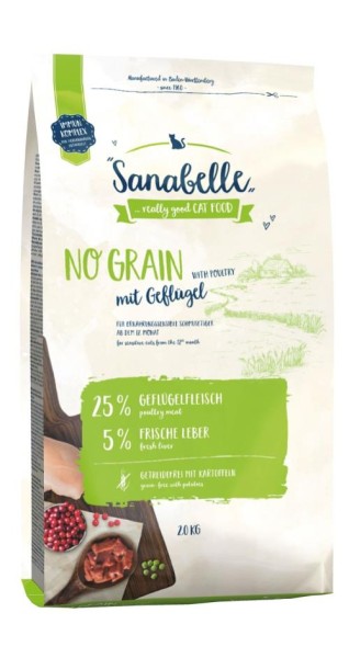 Sanabelle No Grain Geflügel 2 kg für ernährungssensible Katzen getreidefrei