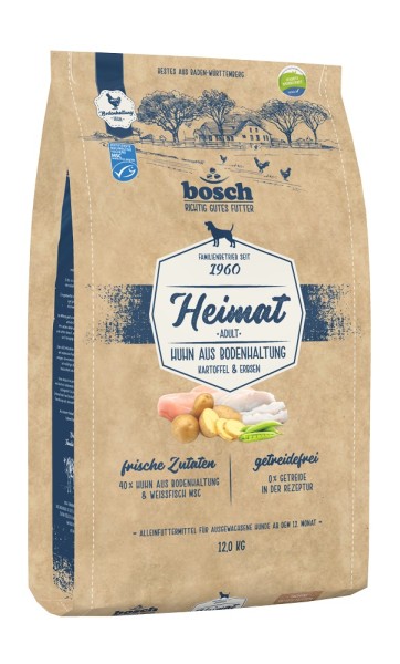 Bosch Heimat Adult Huhn aus Bodenhaltung mit Kartoffel & Erbsen 12kg getreidefrei