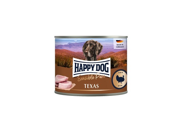 12 x 200g Dose Happy Dog Texas Truthahn Pur getreidefrei 100% tierisches Protein