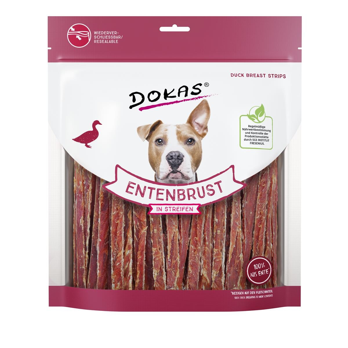 Dokas Hund Snack Entenbrust in Streifen 7 x 500g