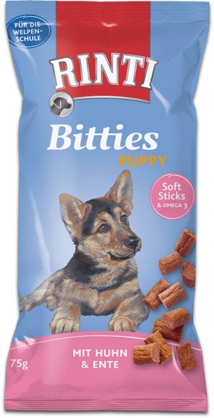 Rinti Snack Bitties Puppy Huhn & Ente 16 x 75g Hundesnack