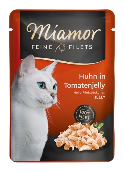 Miamor Feine Filets Huhn und Tomatenjelly 24 x 100g Portionsbeutel Katzenfutter