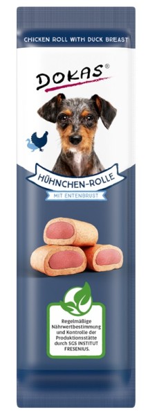 Dokas Dog Snack Hühnchen-Rolle mit Ente 32 x 10g Hundesnack
