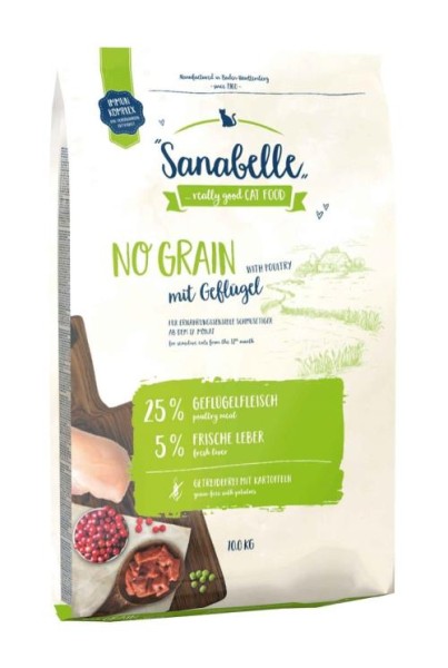 Sanabelle No Grain Geflügel 10kg für ernährungssensible Katzen getreidefrei