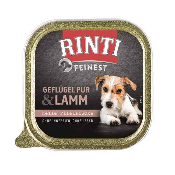 Rinti Schale Feinest Geflügel Pur & Lamm 11 x 150g Hundenassfutter