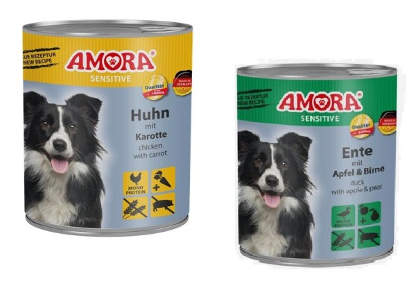 Amora Sensitive 12 x 800g Dosen Nassfutter Hundefutter