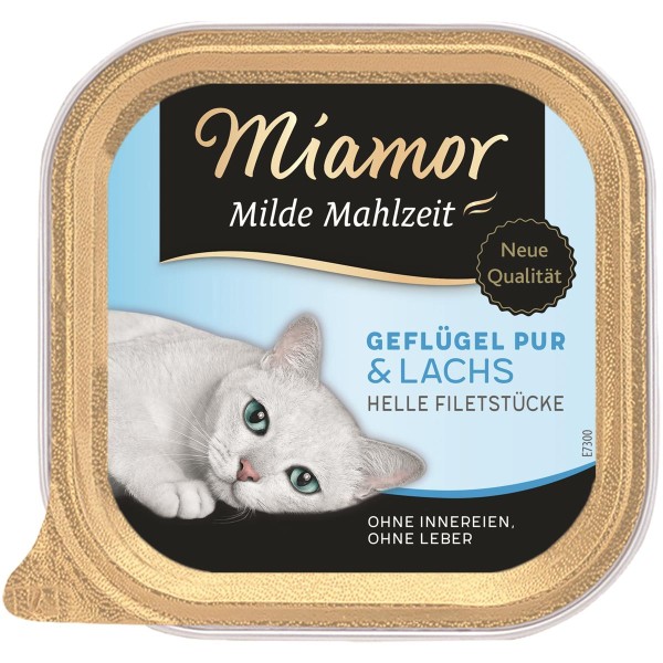 Miamor Schale Milde Mahlzeit Geflügel & Lachs 16 x 100g Katzennassfutter