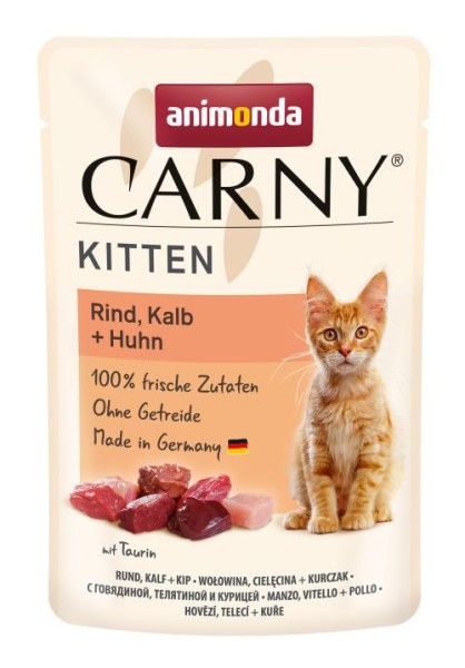 Animonda Cat Portionsbeutel Carny Kitten Rind, Kalb + Huhn 12 x 85g
