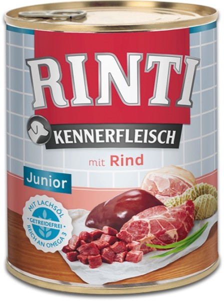 Rinti Kennerfleisch Junior Rind 12 x 800g Hundefutter