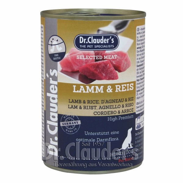 Dr. Clauders Dog Dose Selected Meat Lamm & Reis 6 x 400g Hundefutter nass