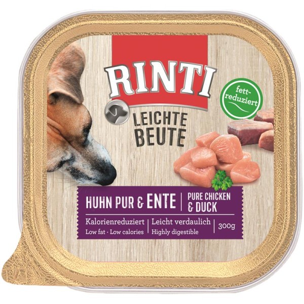 Rinti Schale Leichte Beute Huhn Pur & Ente 9 x 300g Hundefutter