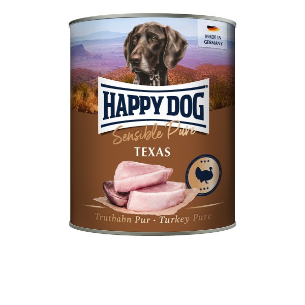6 x 800g Dose Happy Dog Texas Truthahn Pur getreidefrei 100% tierisches Protein