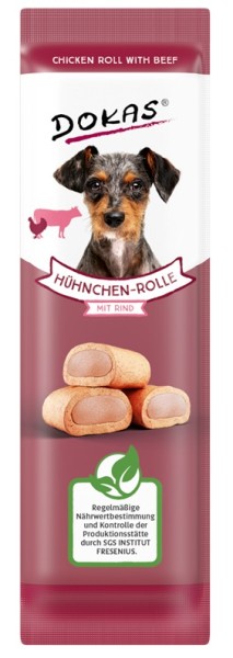 Dokas Dog Snack Hühnchen-Rolle mit Rind 32 x 10g Hundesnack