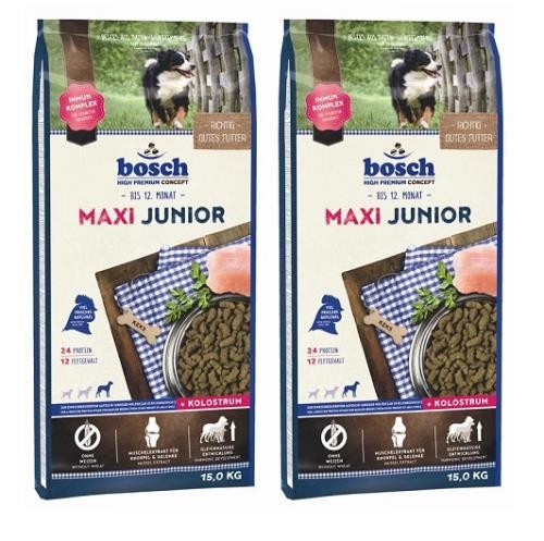 2 x 15 kg Bosch Maxi Junior Hundefutter für Welpen großer Rassen