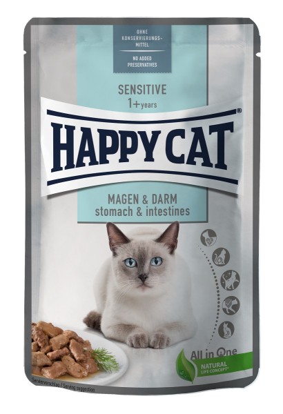 Happy Cat Pouches Sensitive Magen & Darm 24 x 85g Katzenfutter