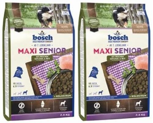 2 x 2,5 kg Bosch Senior Maxi Geflügel Hundefutter für ältere große Rassen