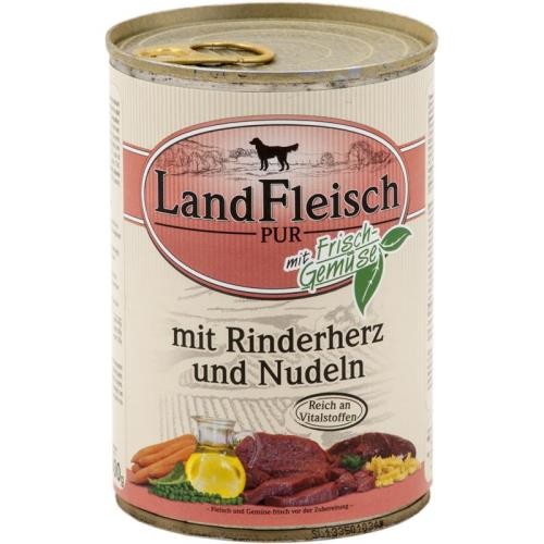 Landfleisch Dog Pur Rinderherzen & Nudeln 12 x 400g