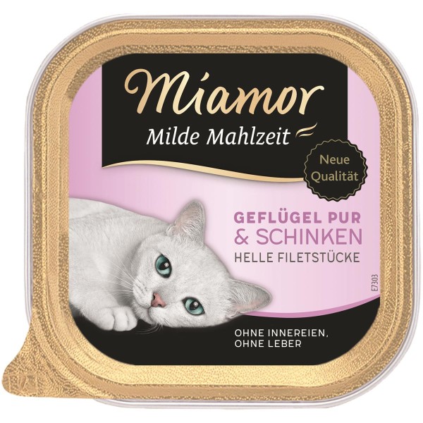 Miamor Schale Milde Mahlzeit Geflügel & Schinken 16 x 100g Katzennassfutter