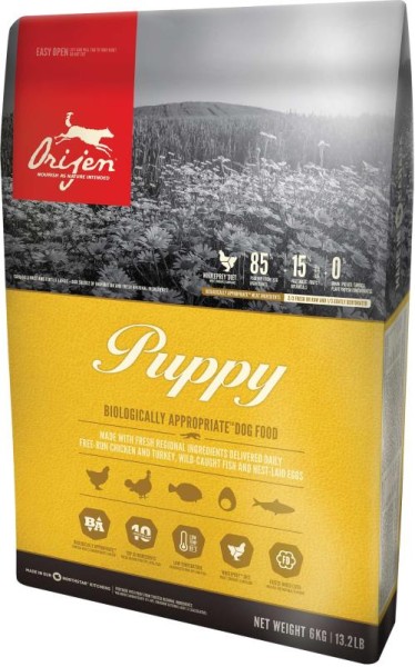 Orijen Puppy 6 kg getreidefreies Hundefutter für Welpen 85 % Fleisch