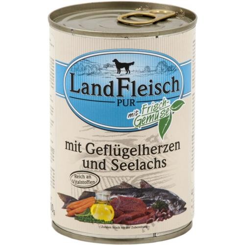 Landfleisch Dog Pur Geflügelherzen & Seelachs 12 x 400g