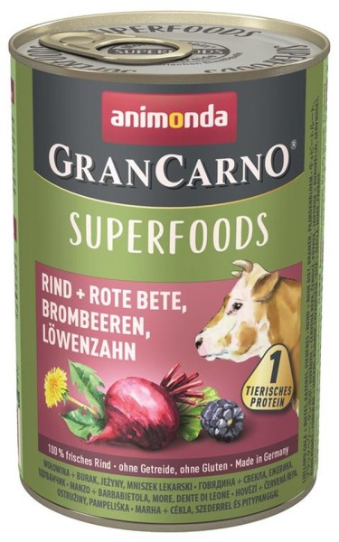 Animonda GranCarno Adult Superfood Rind & Rote Beete 6 x 400g getreidefreies Hundefutter