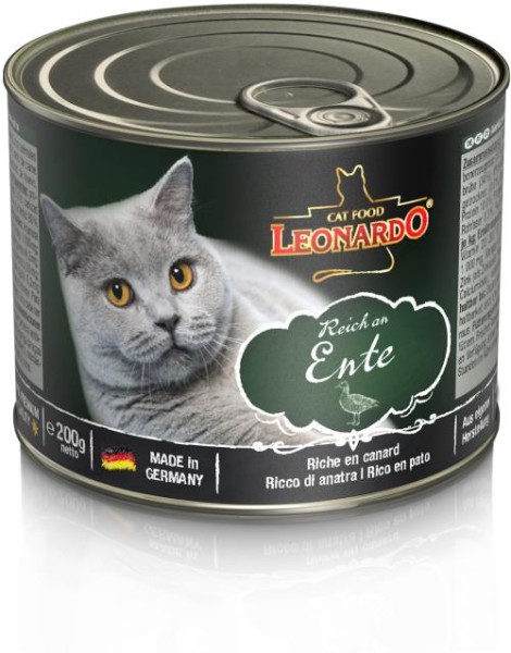 Leonardo reich an Ente 6 x 200g Dose Katzenfutter