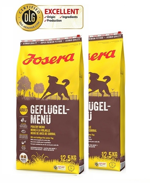 AKTION Josera Geflügel-Menü Trockenfutter für Hunde 2x12,5kg + Autoschondecke gratis
