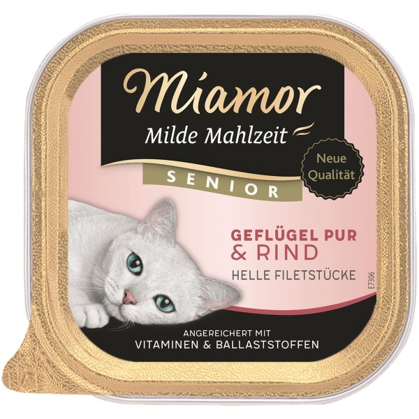 Miamor Milde Mahlzeit Senior Geflügel Pur & Rind 16 x 100g Katzennassfutter